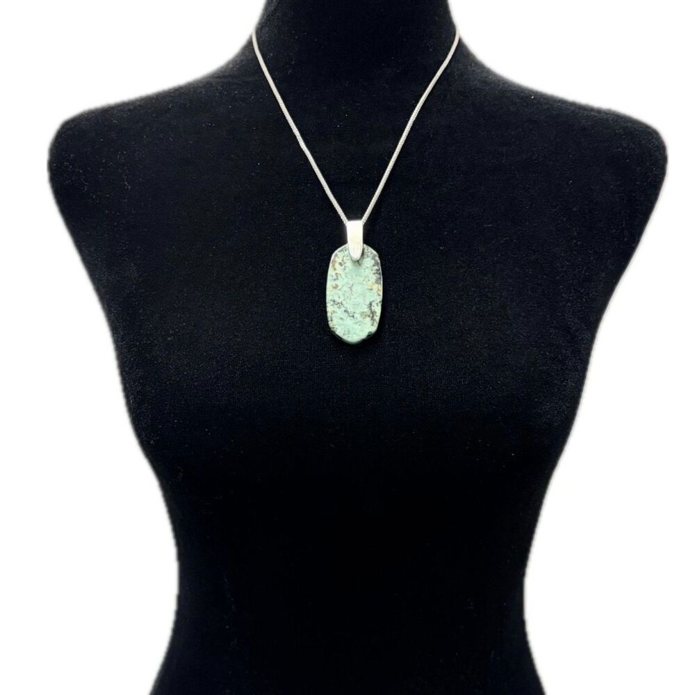 Kendra Scott Astoria Statement Necklace Rhodium Silver African Turquoise NWOT